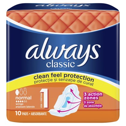 Always absorbante Classic Normal marimea 1, 10 bucati