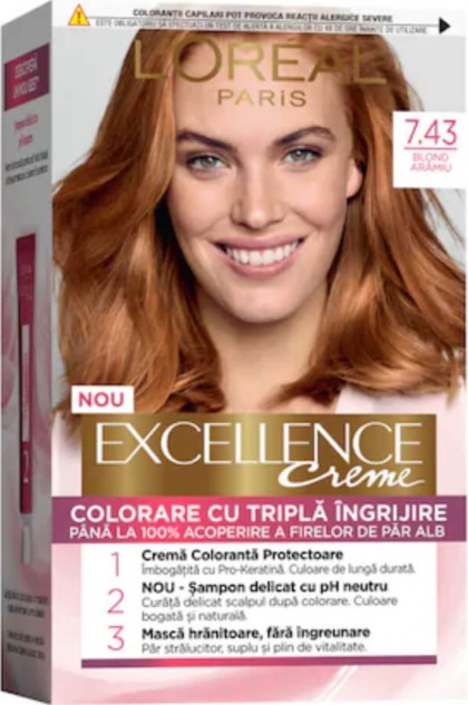 Loreal vopsea de par permanenta Excellence 7.43