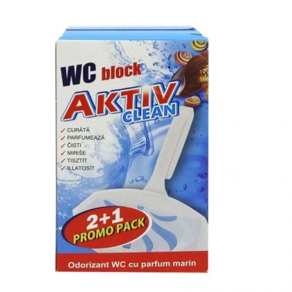 Aktiv Clean odorizant pentru toaleta pachet 3 bucati Marin