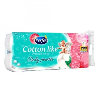 PERFEX 10 ROLE 3STR COTTON LIKE BABY POWDER