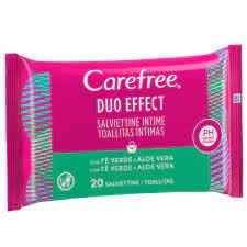 Carefree servetele intime cu ceai verde si aloe vera Duo Effect 20 bucati