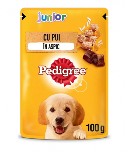 Hrana umeda pentru caini juniori Pedigree, cu pui si orez in aspic, 100 g