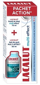 Lacalut pasta de dinti 75ml Multi - effect + apa de gura 50ml